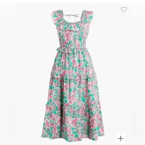 J. Crew Floral Ruffled Tiered Midi Dress